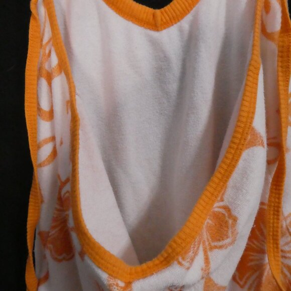 O'NEILL | medium | Terry Cloth White Lace-Up Top | Orange Flowers, String & Trim - Picture 11 of 15